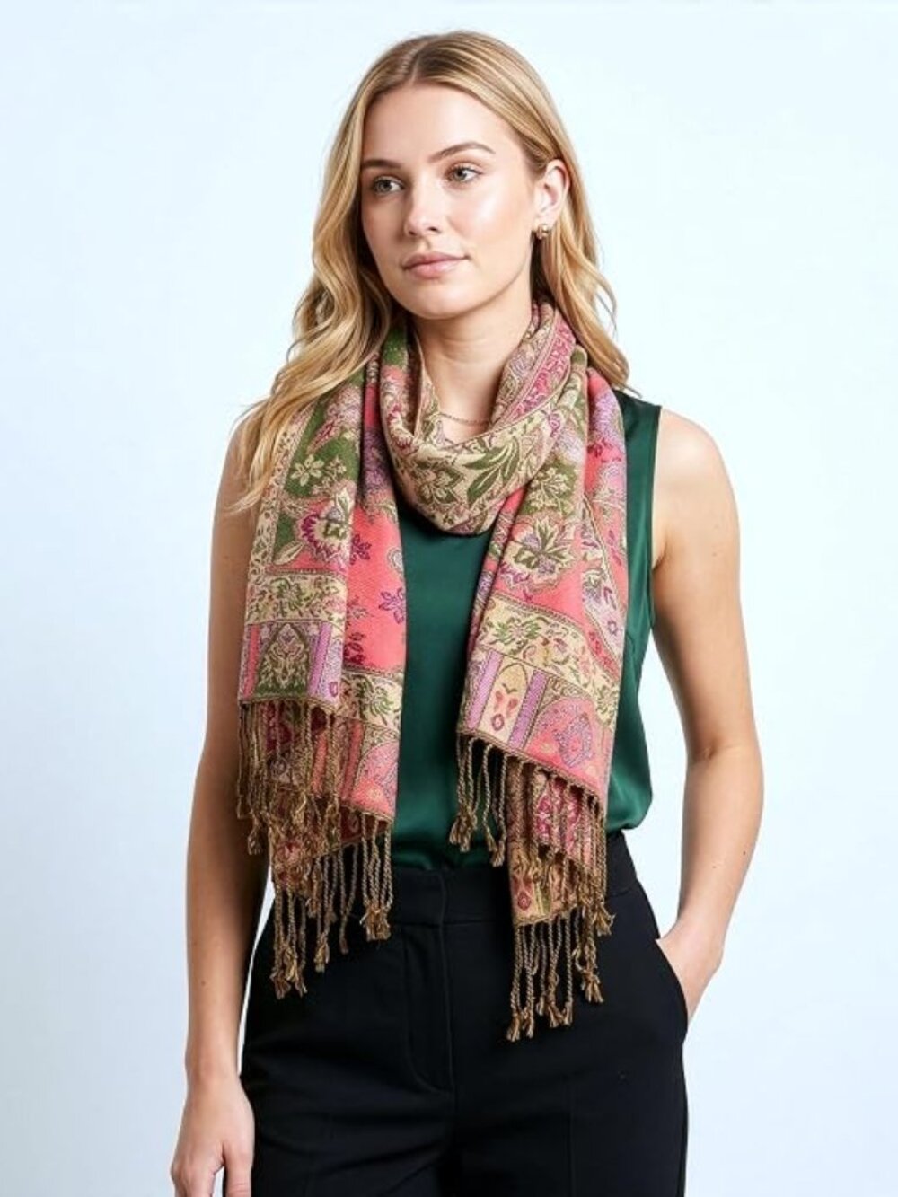 Floral Pashmina Shawl and Wrap – Boho Rave Scarf for Festival, Travel & Everyday